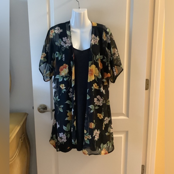 Liberty Love dress two pieces dress XL runs Small jacket is L floral sheer look - Picture 1 of 9